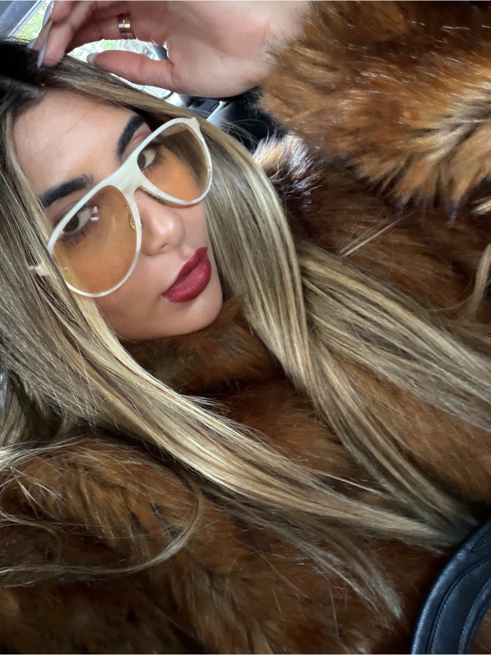 Brunello Cucinelli White Aviator Sunglasses with Amber Lenses